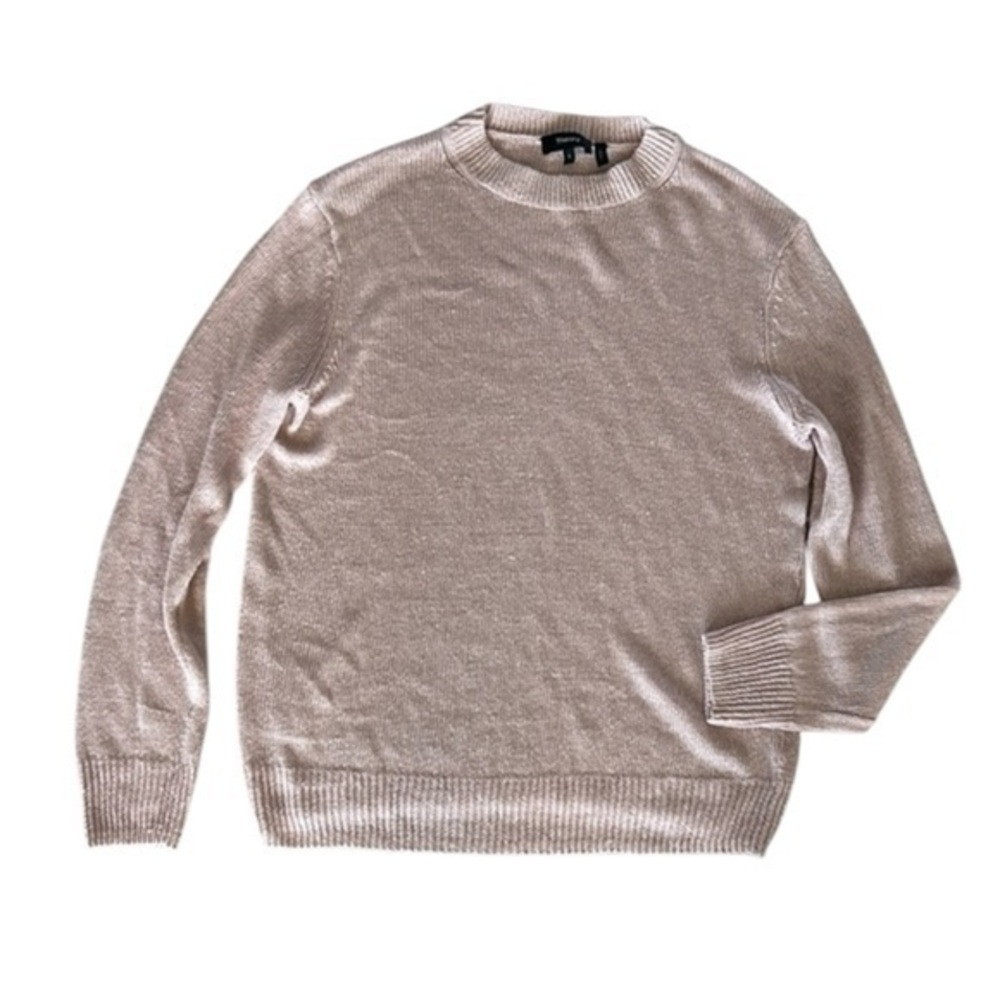 Theory Linen blend pink crew neck sweater size small